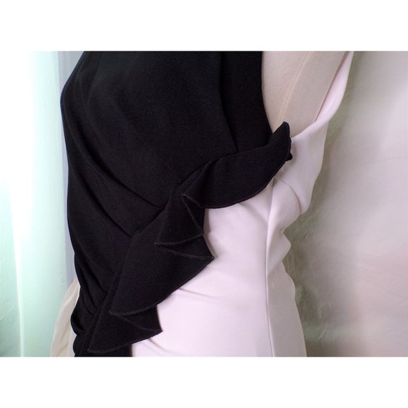 🆕TALBOT RUNHOF Bobbin2 Ruffled ColorBlock Gown Black & White 10 - Picture 14 of 16